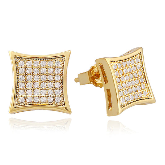 Diamond Flash Gold Stud Earrings