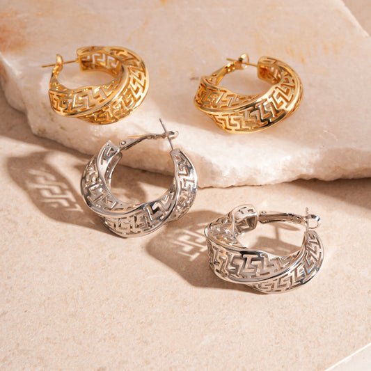 TwistAura Hollow Stud Earrings