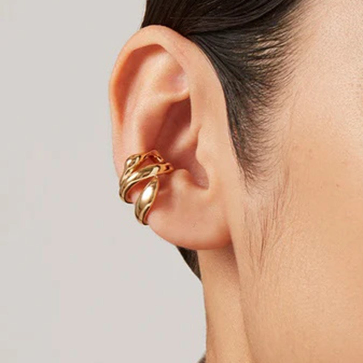Sleek Geometry Ear Clips Titanium Steel Elegance