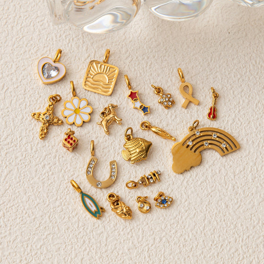 Rainbow Sun Stainless Steel Pendant Charm