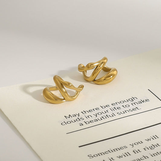 Sleek Geometry Ear Clips Titanium Steel Elegance