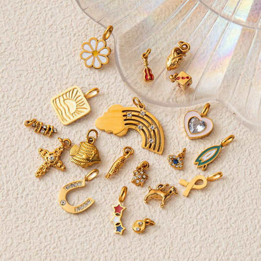 Rainbow Sun Stainless Steel Pendant Charm