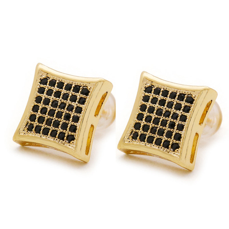 Diamond Flash Gold Stud Earrings