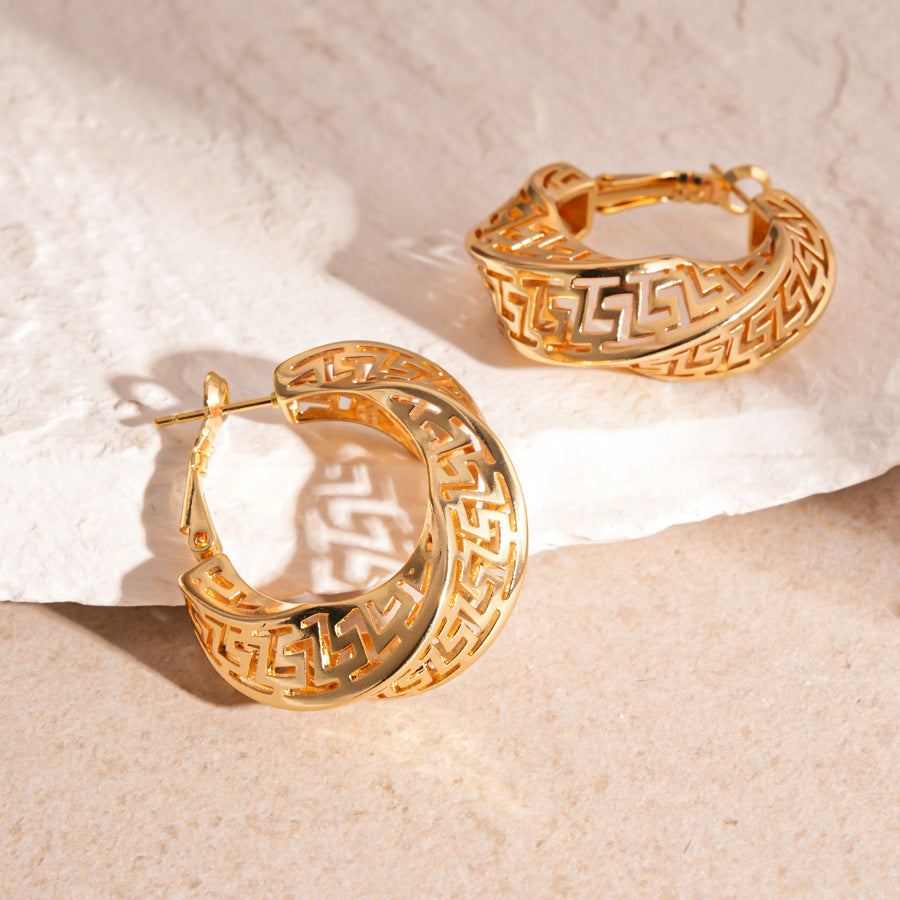 TwistAura Hollow Stud Earrings