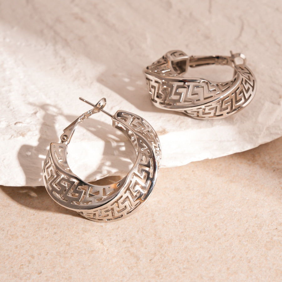 TwistAura Hollow Stud Earrings