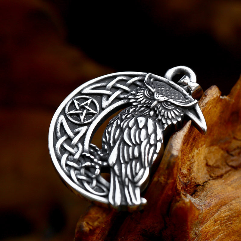 Lunar Owl Stainless Steel Pendant